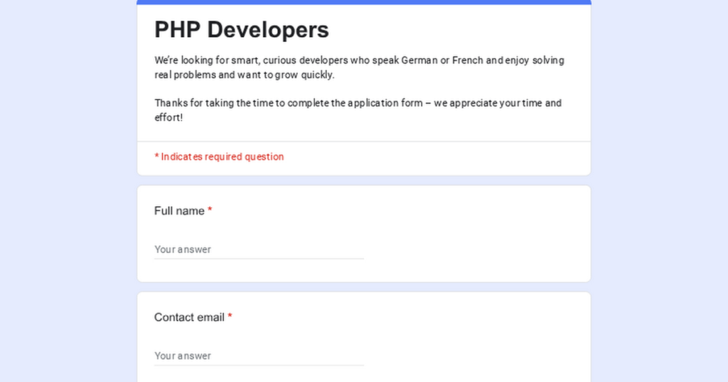 PHP Developer (French or German speakers)