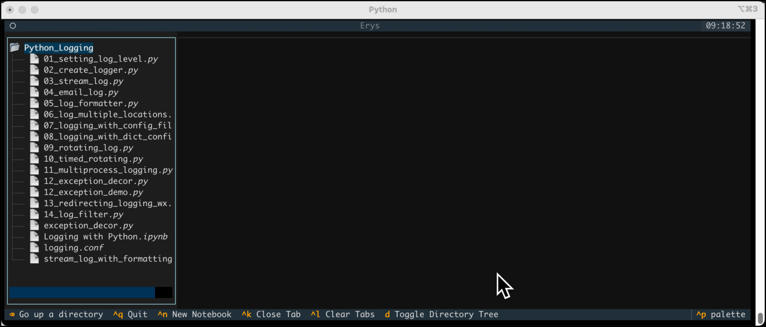 Erys – A TUI for Jupyter Notebooks Erys - New Notebook