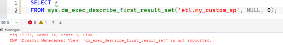 Error Deploying GraphQL in Fabric: dm_exec_describe_first_result_set – SQLServerCentral SQLServerCentral Logo