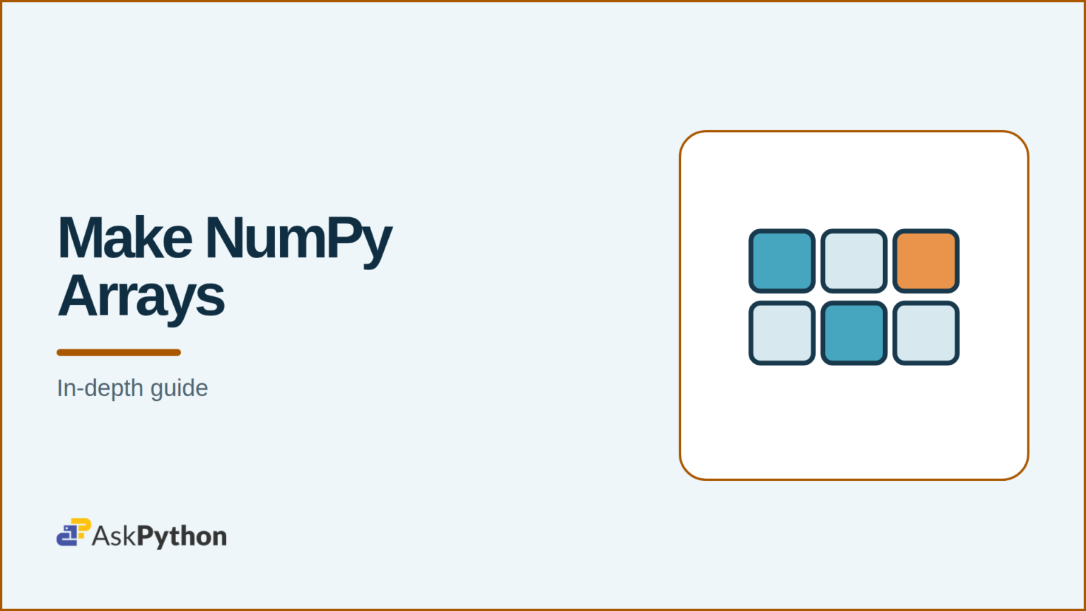 NumPy Arrays in Python: Create Arrays with np.array() AskPython featured banner showing six values arranged as a two-row, three-column NumPy array