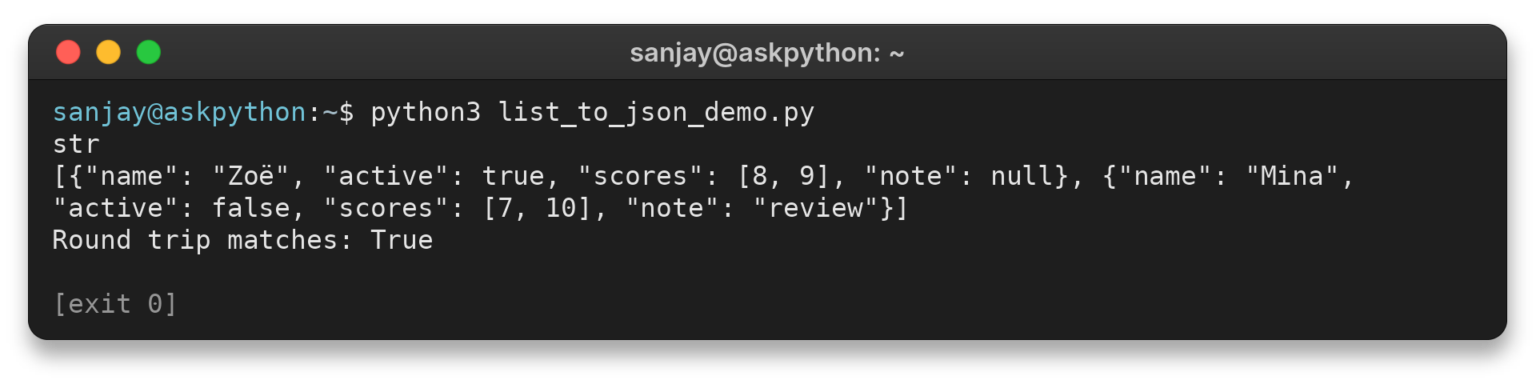 Convert List to JSON in Python